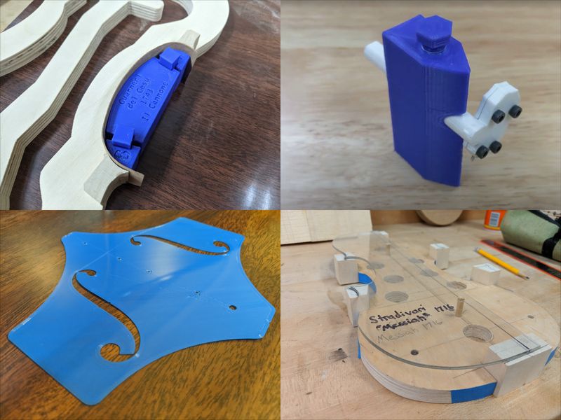 Tools for building the violin which were designed and built specifically for this project.