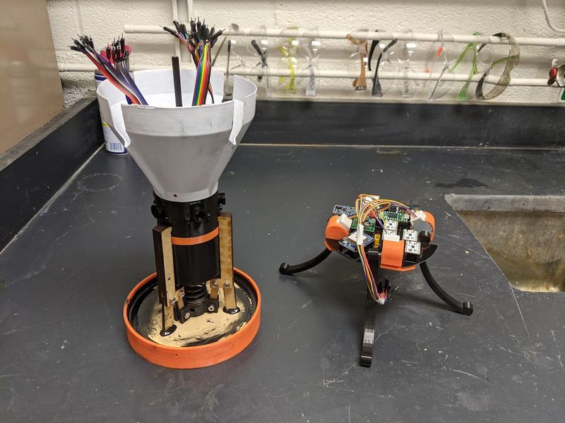 Partially assembled planetary lander.